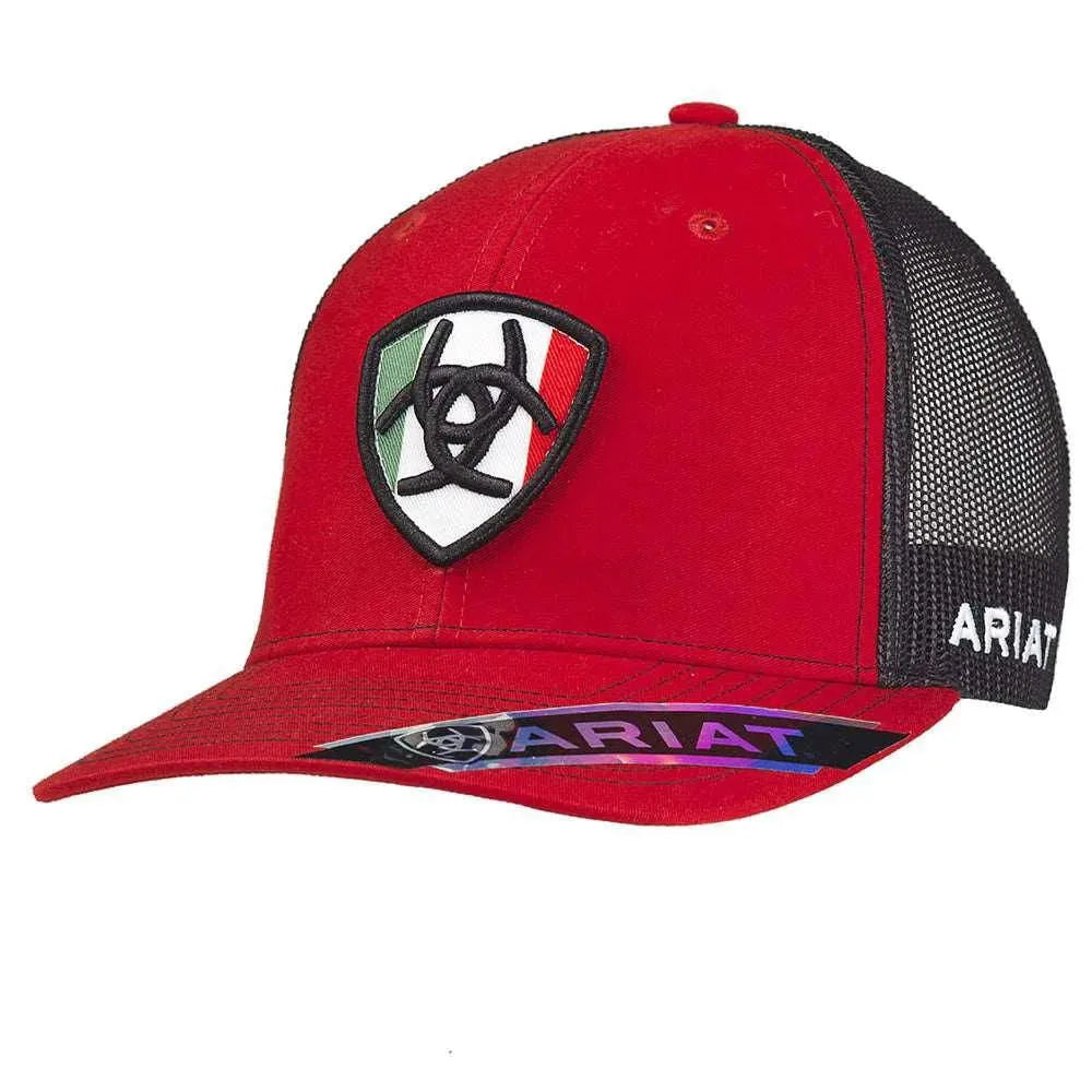 Casquette Trucker ARIAT Écusson Bouclier Mexicain (Rouge/Noir)