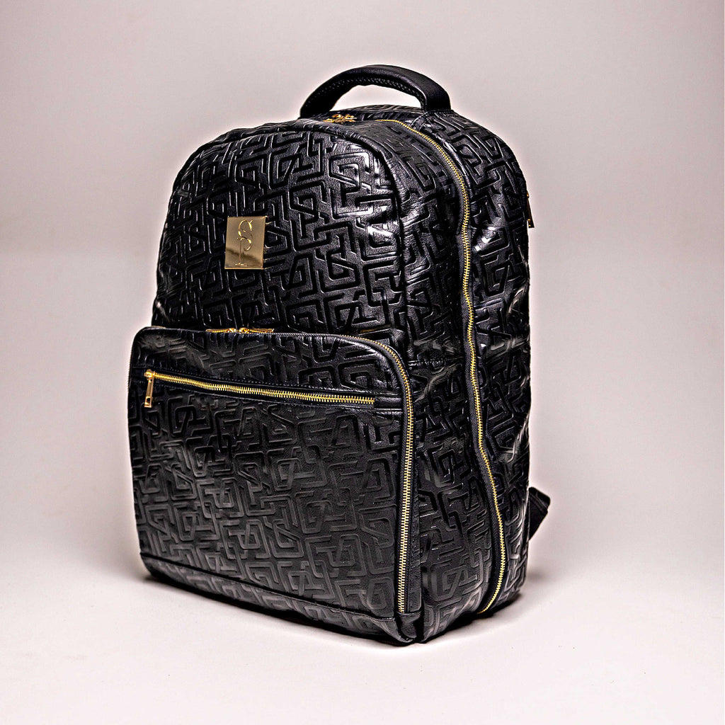 Sac bandoulière de ville en cuir monogrammé noir