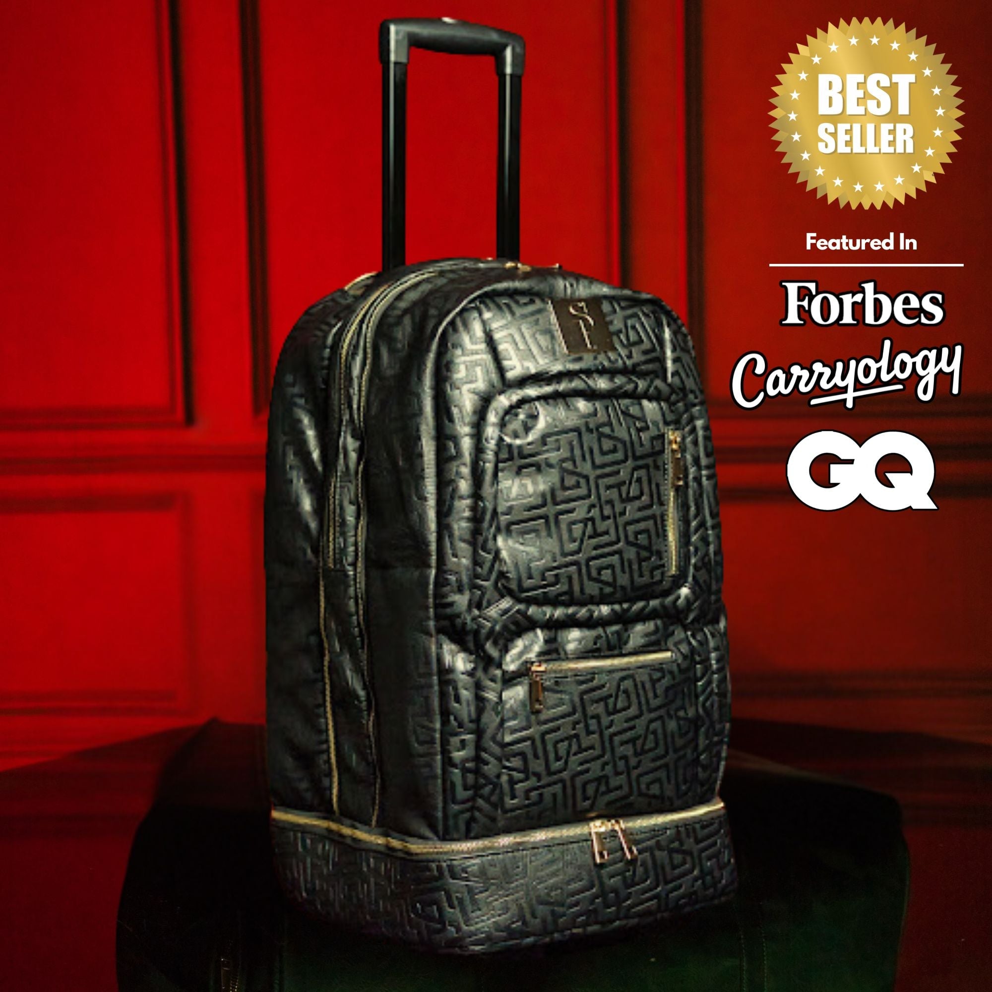 Sac de voyage à roulettes en cuir noir monogrammé (édition limitée à 150 exemplaires)