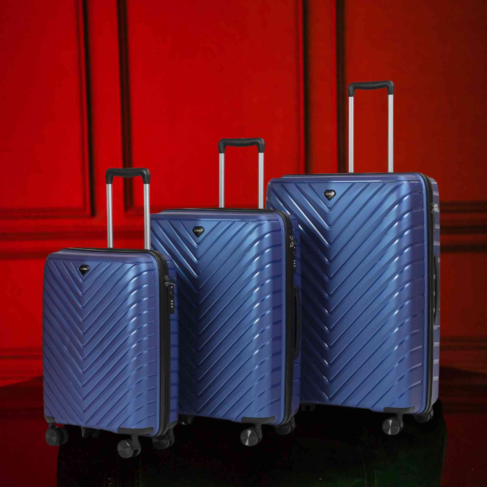 Ensemble de valises rigides à roulettes bleues (28, 24 et 20 po)
