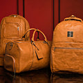 Ensemble de 3 sacs en cuir foulonné marron