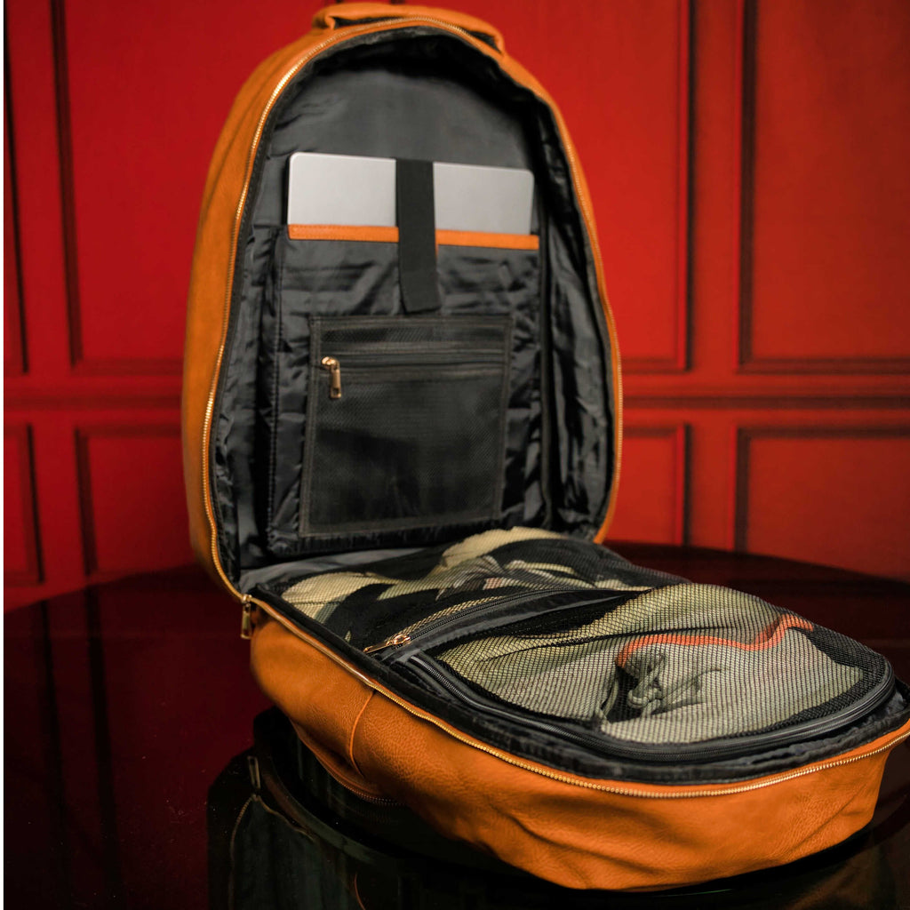 Ensemble de 2 sacs en cuir foulonné marron (sac à dos de banlieue et sac de sport)