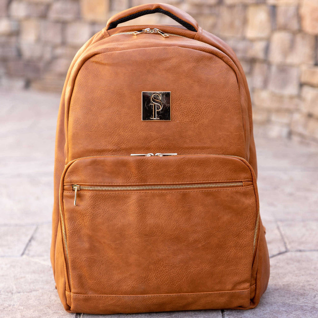 Ensemble de 3 sacs en cuir foulonné marron