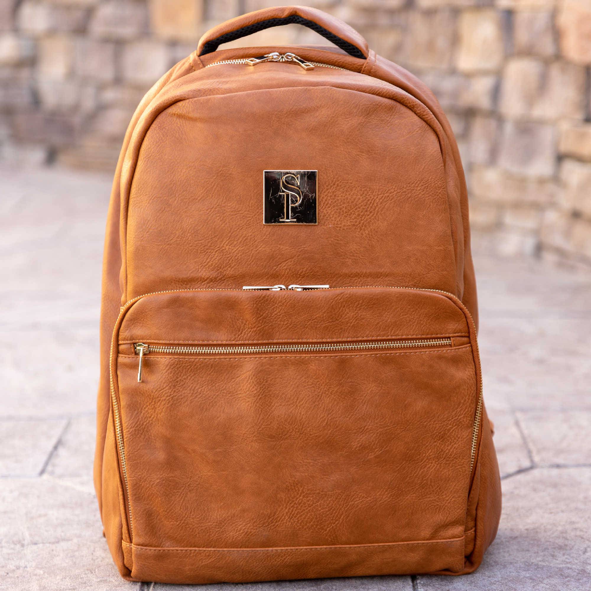 Ensemble de 3 sacs en cuir foulonné marron
