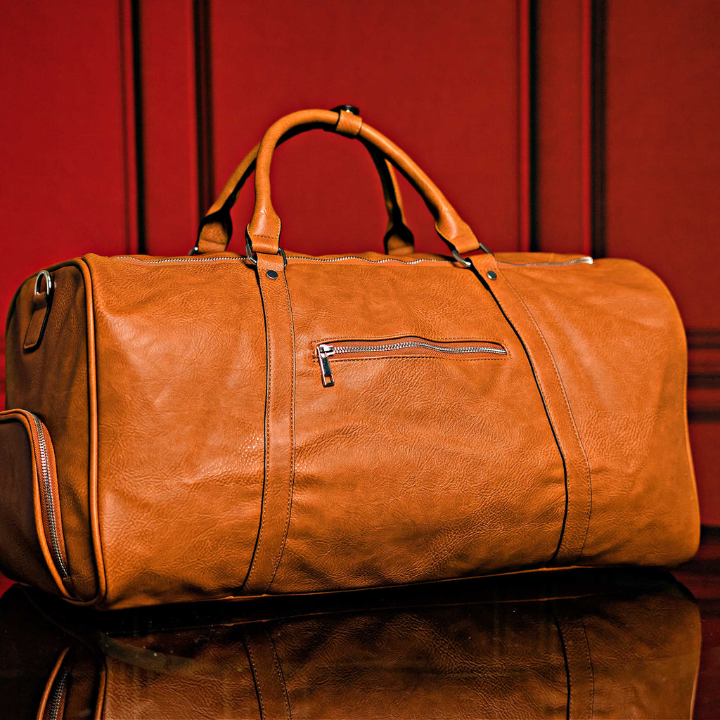 Ensemble de 2 sacs en cuir foulonné marron (sac à dos de banlieue et sac de sport)