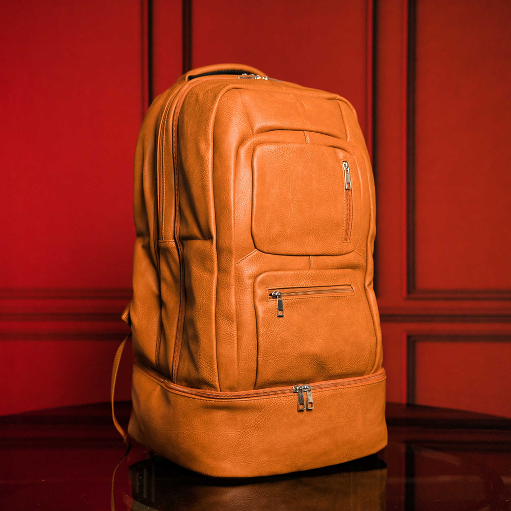 Ensemble de 3 sacs en cuir foulonné marron