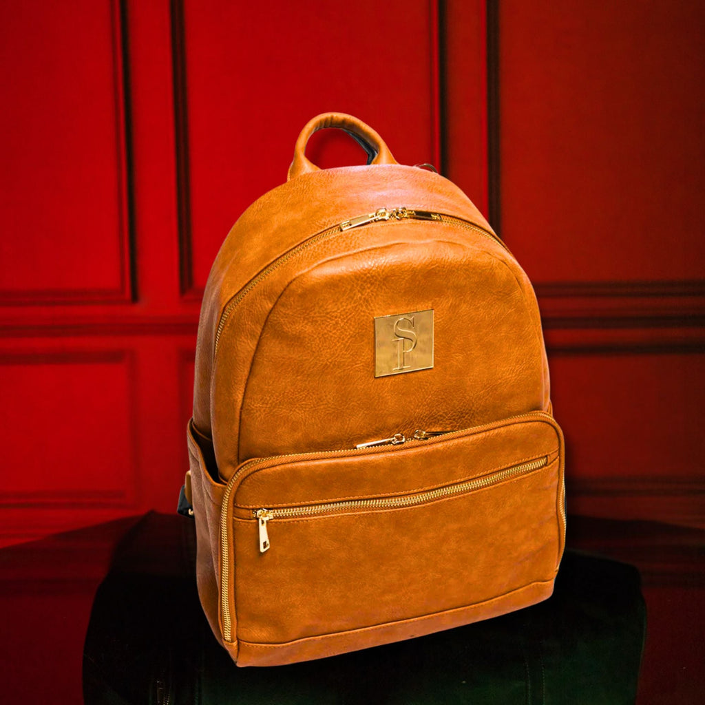 Sac à dos de transport en cuir marron