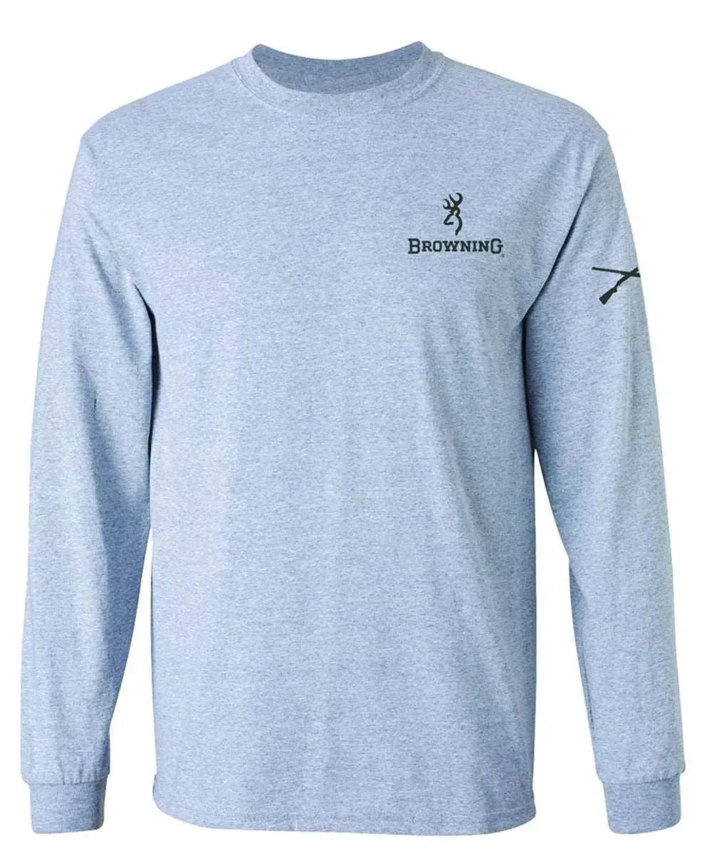 T-Shirt Homme Manches Longues Browning Whitetail Flag (Gris Sport) - Liquidation