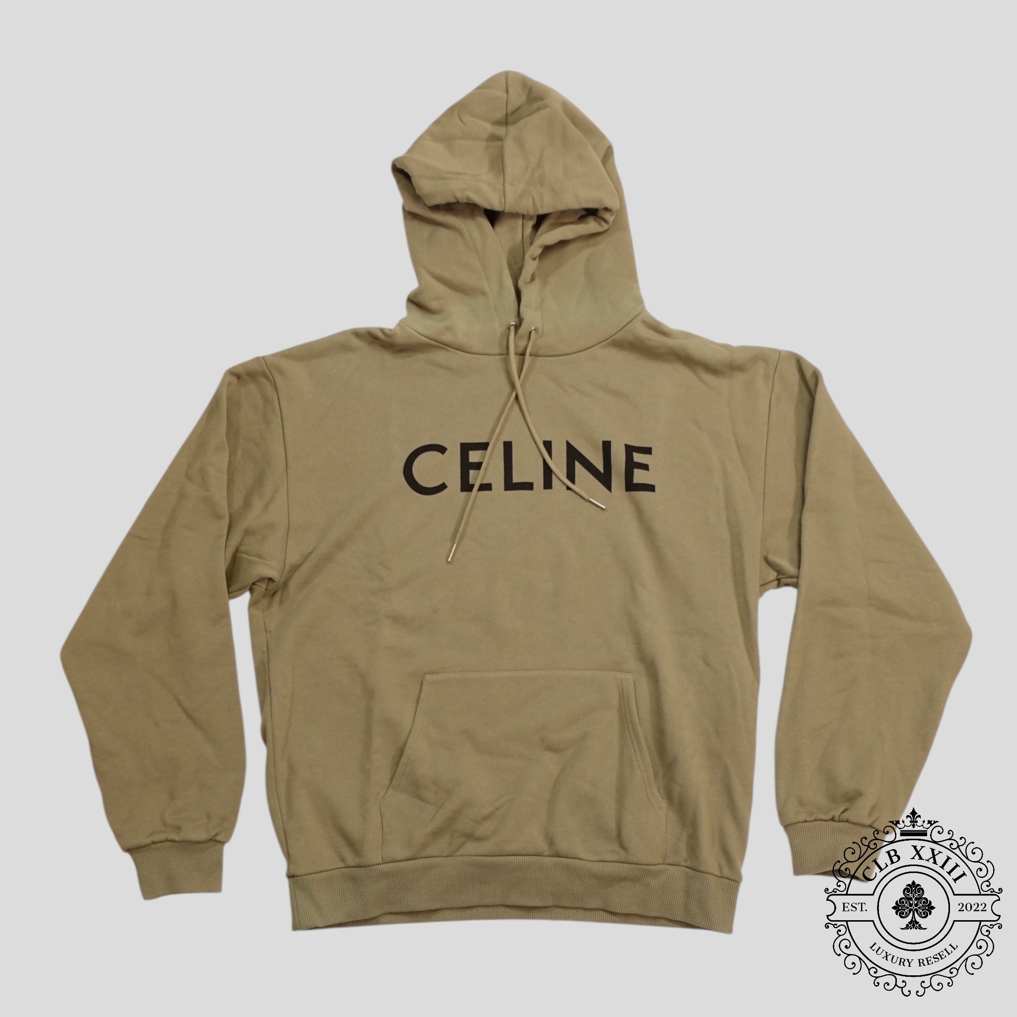 Celine Homme Sweat à capuche logotypé vert