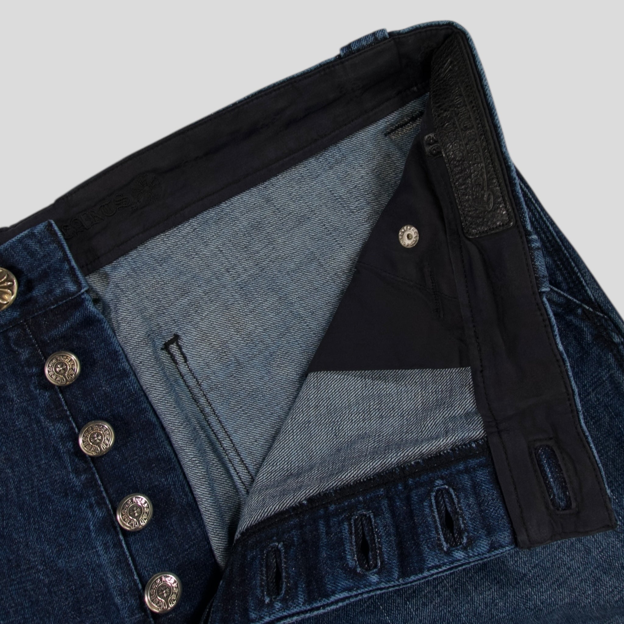 Pantalon cargo Chrome Hearts Double Turbo Diesel en denim foncé