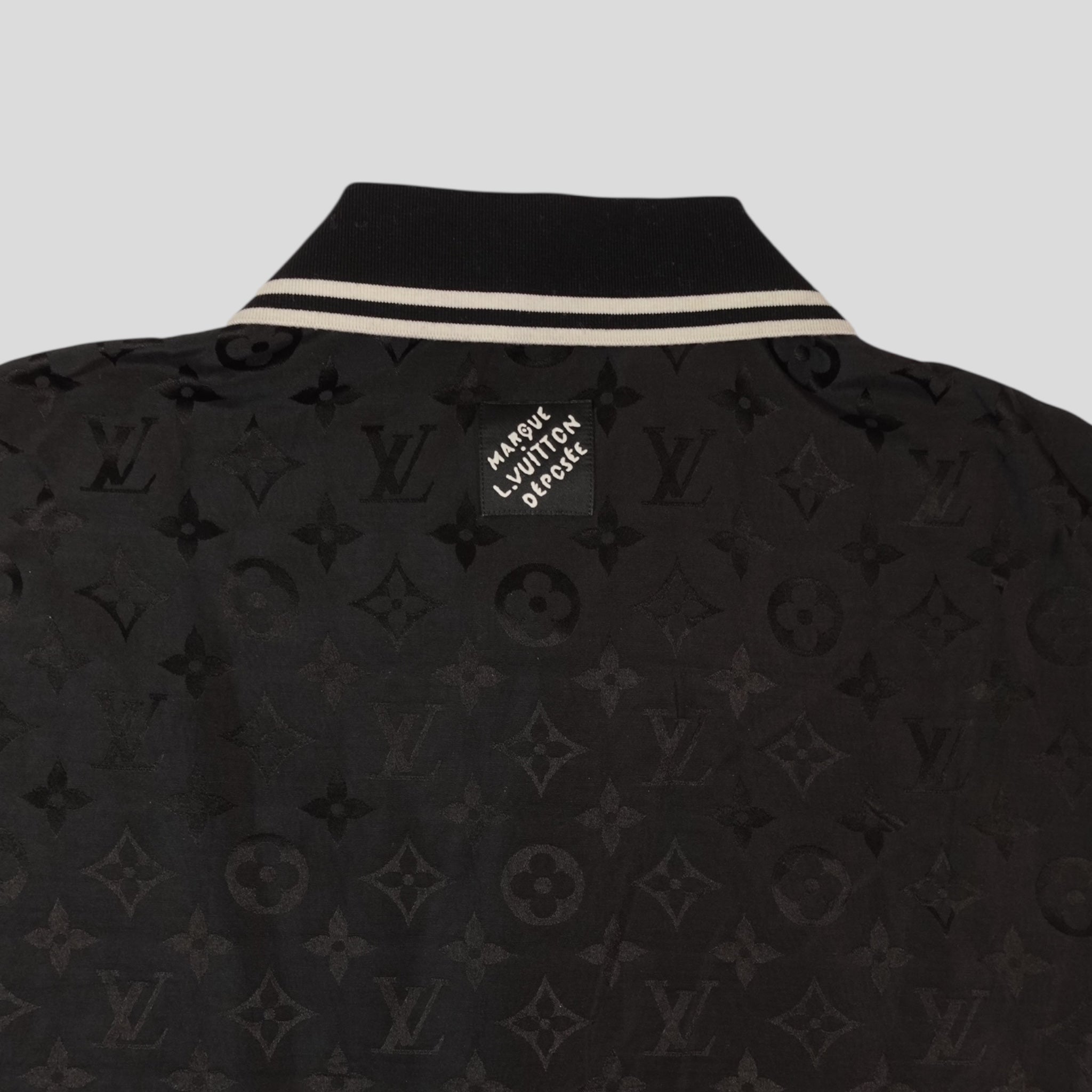 Chemise en soie jacquard Monogram Moiré noire Louis Vuitton