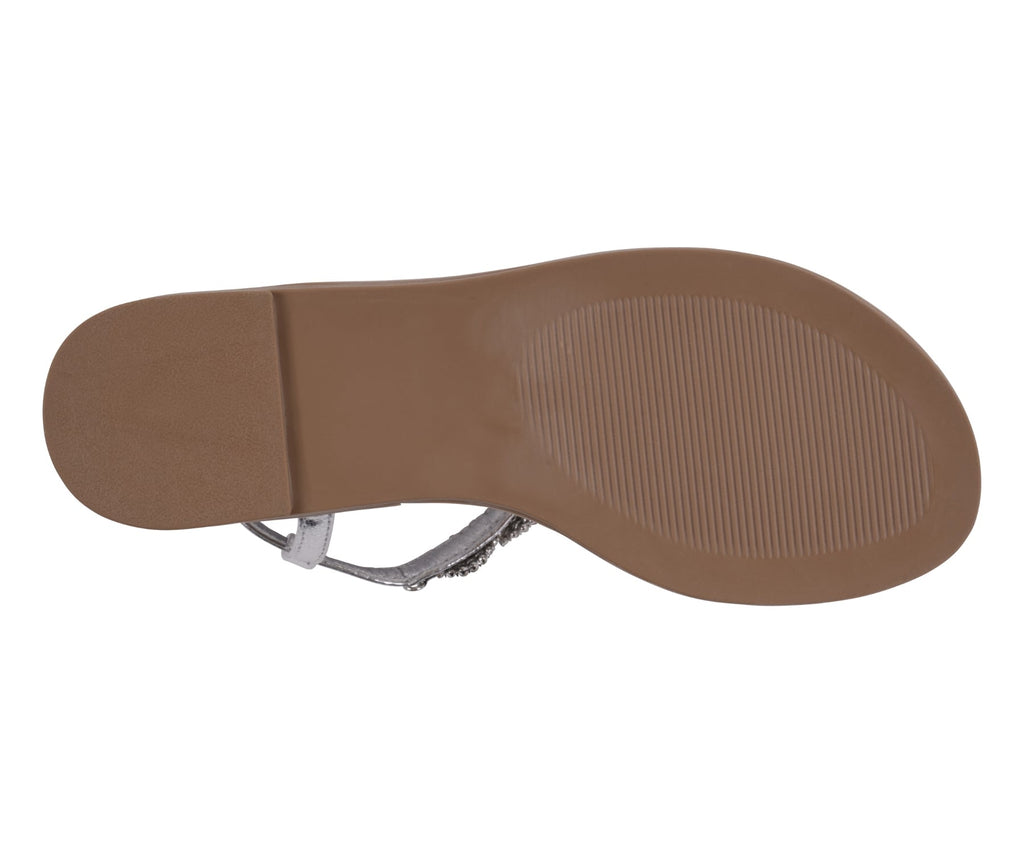 Sandales plates Cali Silver Jeweled T-Strap Slingback