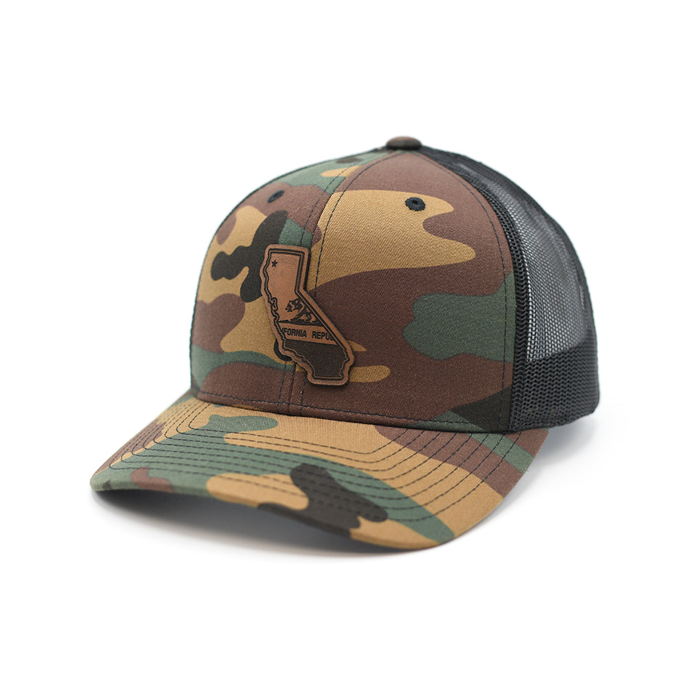 Casquette en cuir avec écusson drapeau de l'État de Californie