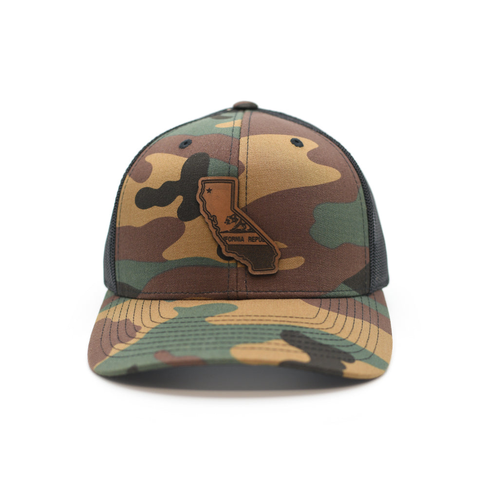 Casquette en cuir avec écusson drapeau de l'État de Californie
