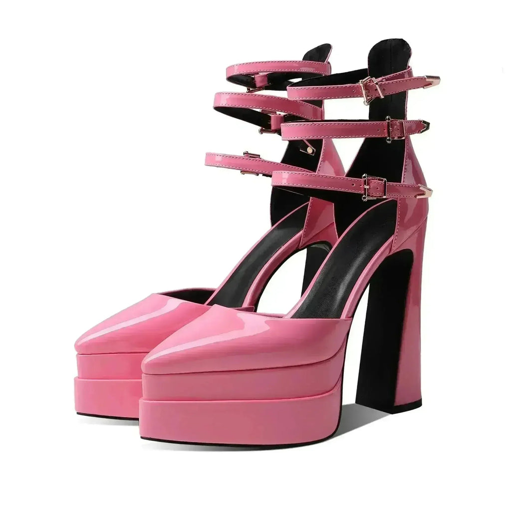Sandales évidées à talon aiguille et bout pointu - Escarpins à plateforme de 14,5 cm | Femstylo