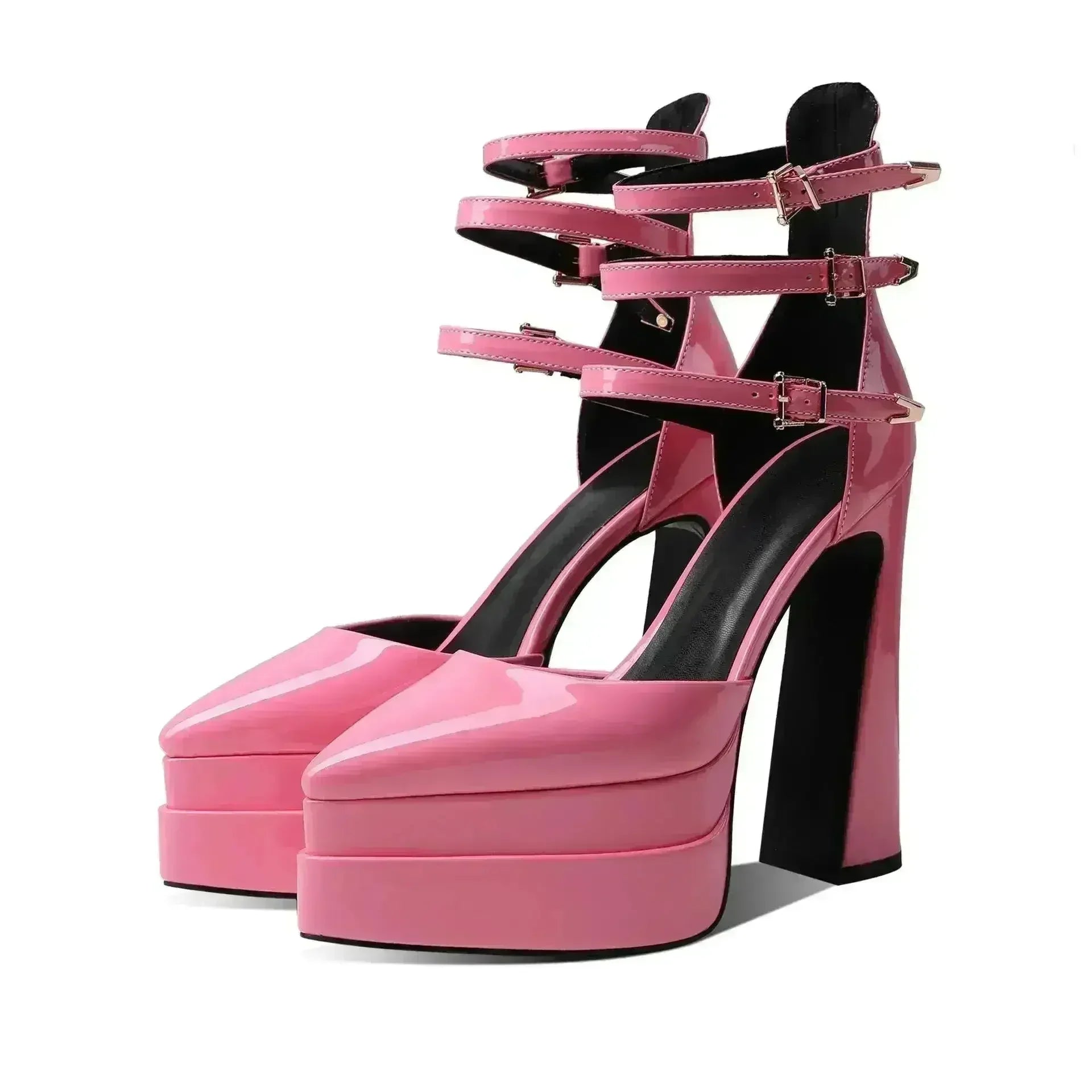 Sandales évidées à talon aiguille et bout pointu - Escarpins à plateforme de 14,5 cm | Femstylo