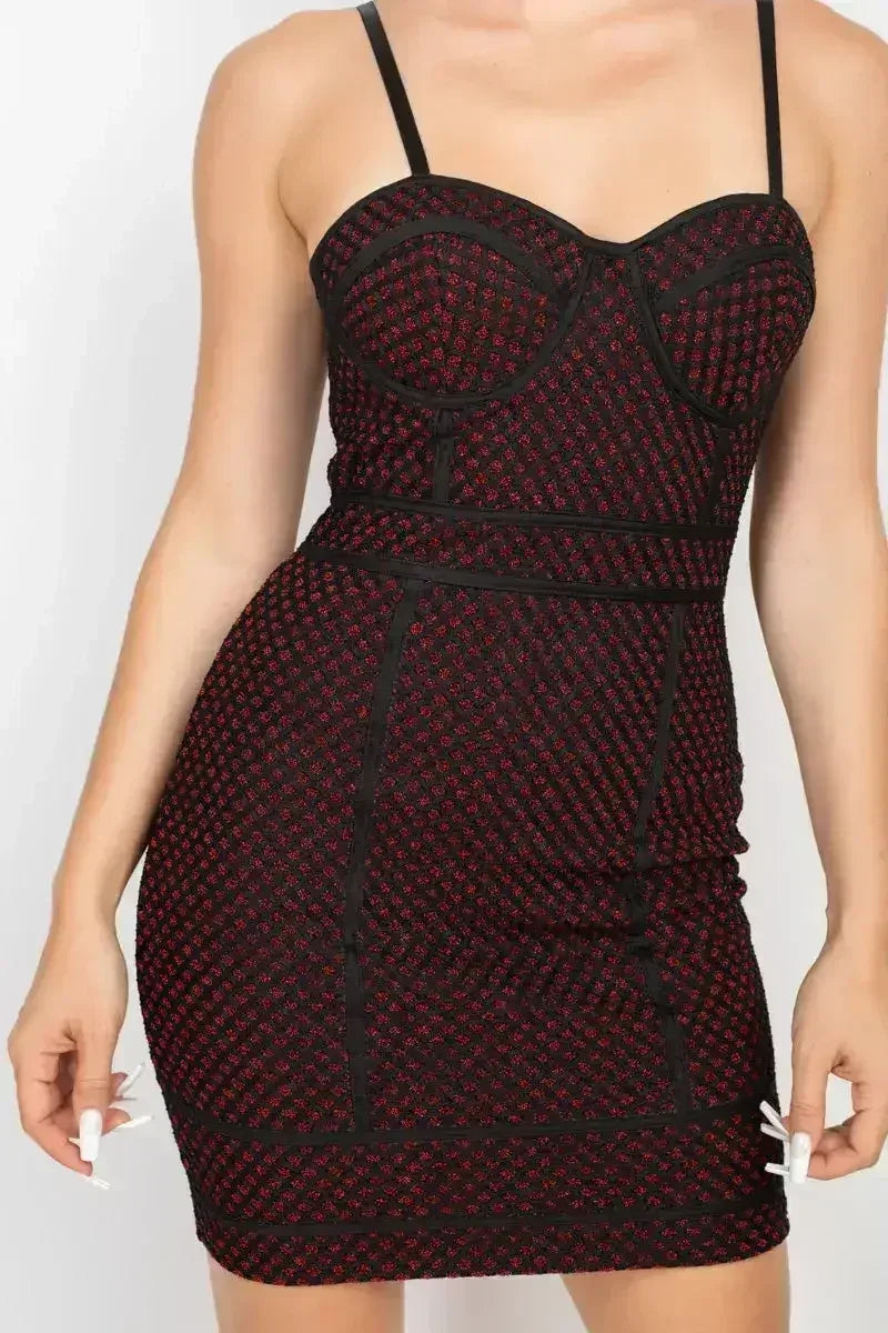 Robe moulante sans manches nid d'abeille à paillettes