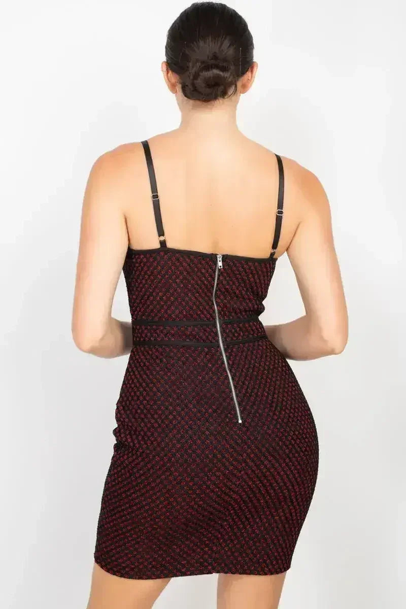 Robe moulante sans manches nid d'abeille à paillettes