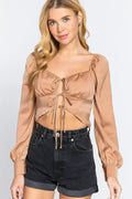Top à nouer en ruban champagne – Encolure cœur | Femstylo
