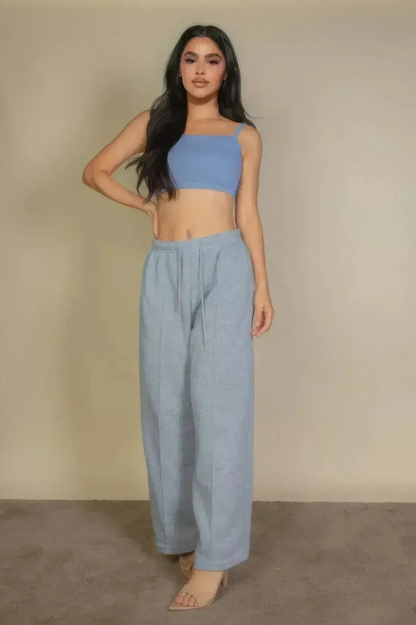 Haut court caraco en maille côtelée