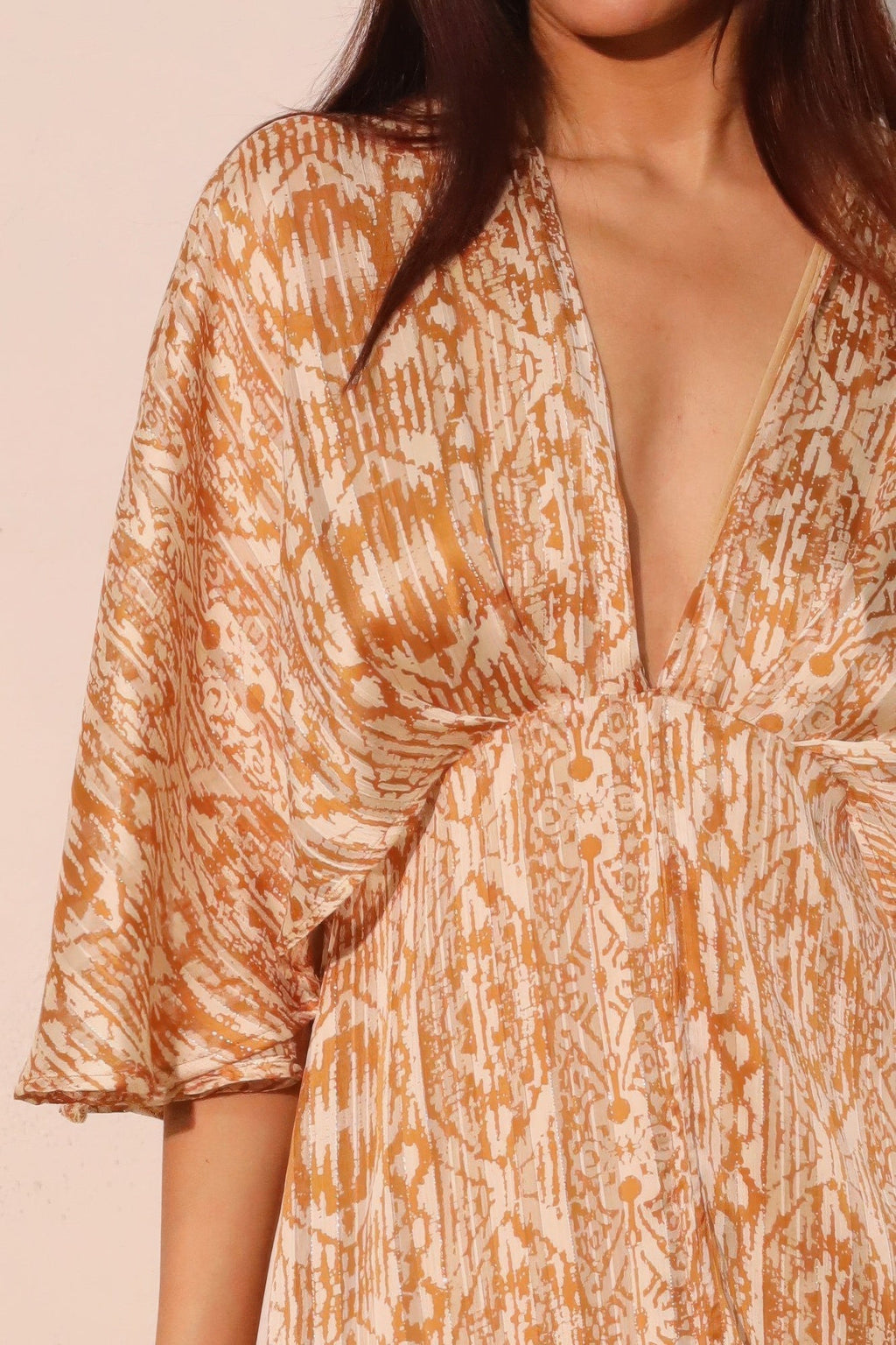Robe longue cape en mousseline lurex bohème