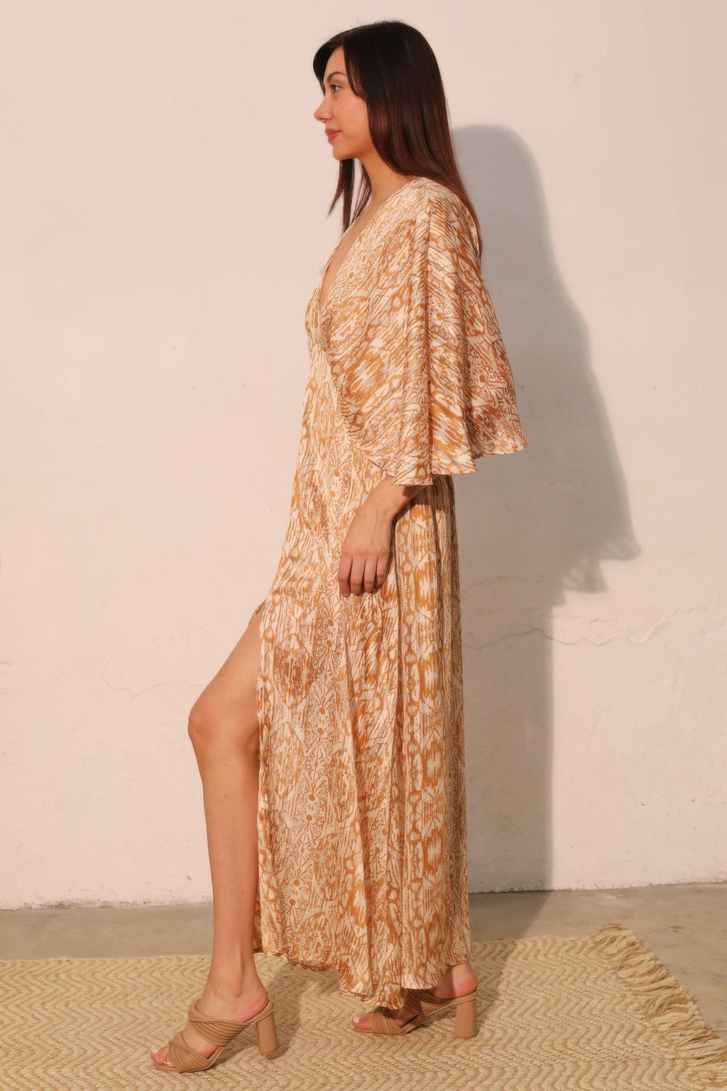 Robe longue cape en mousseline lurex bohème