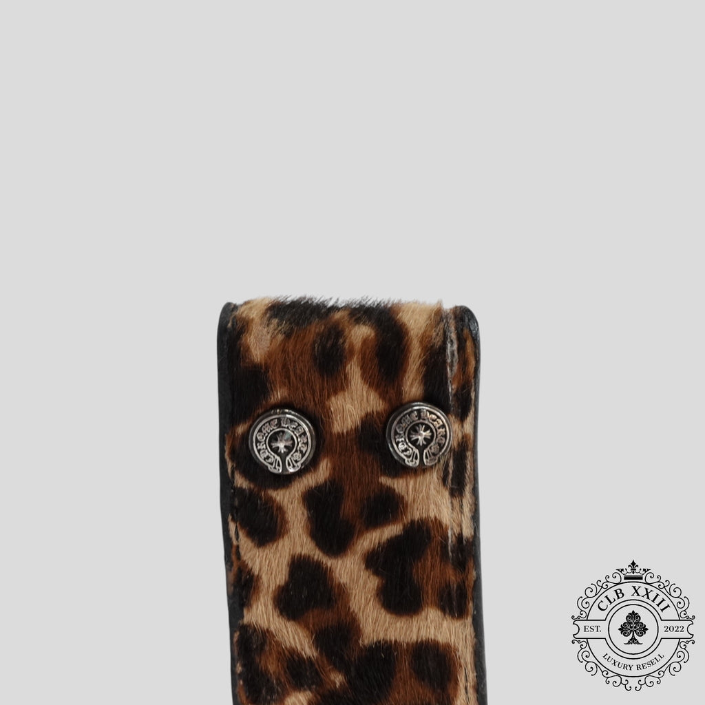 Ceinture Chrome Hearts en poulain léopard