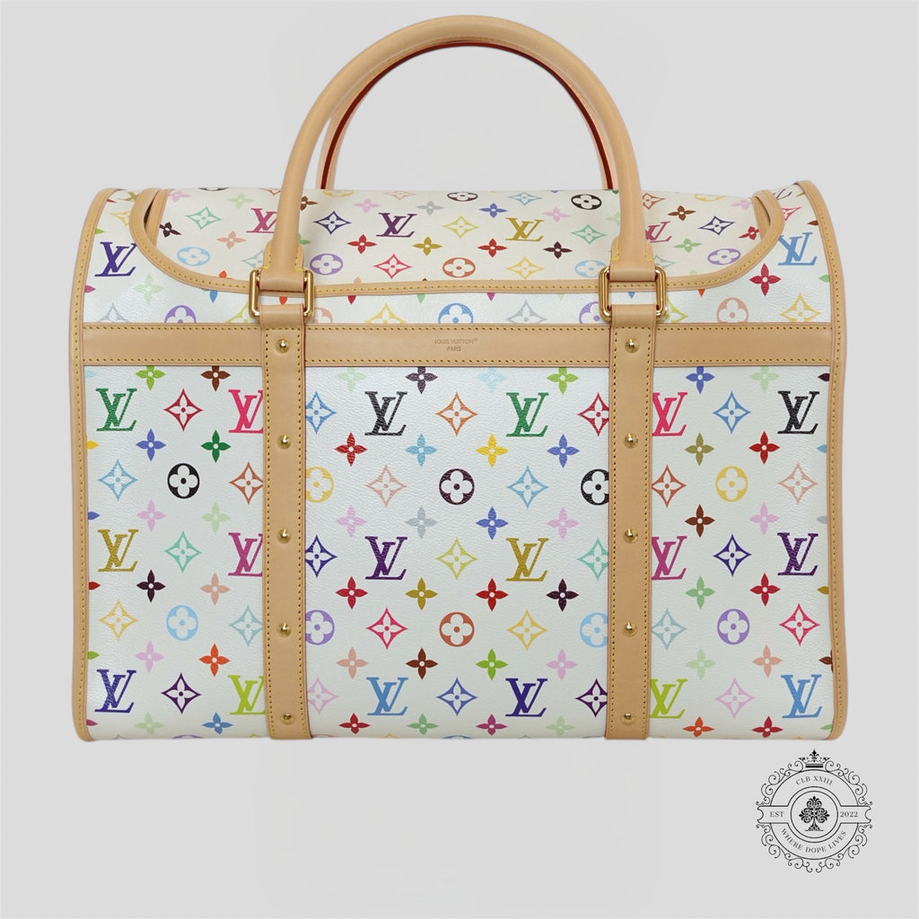 Sac pour chien Louis Vuitton x Takashi Murakami en blanc