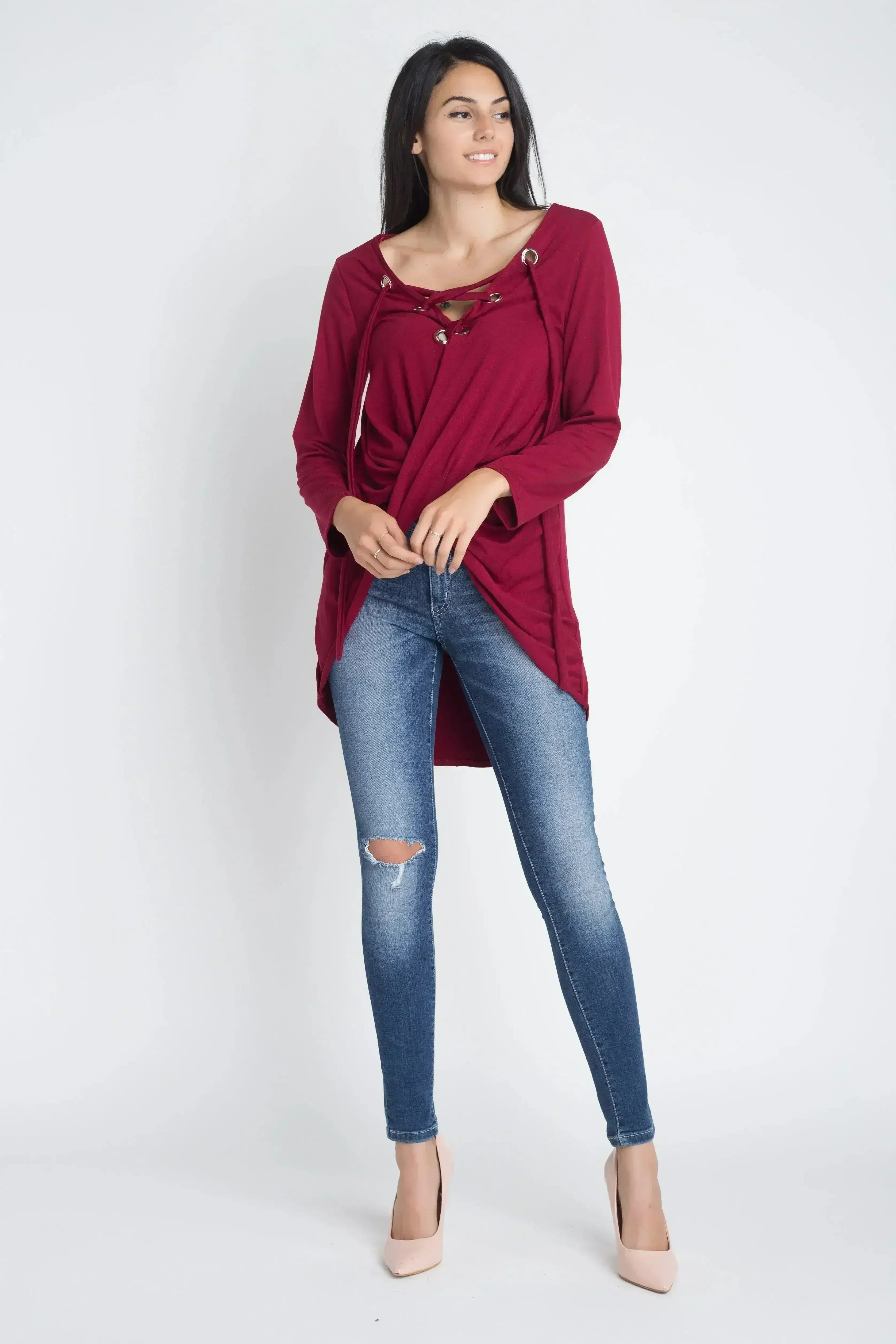 Haut femme à nouer, manches longues
