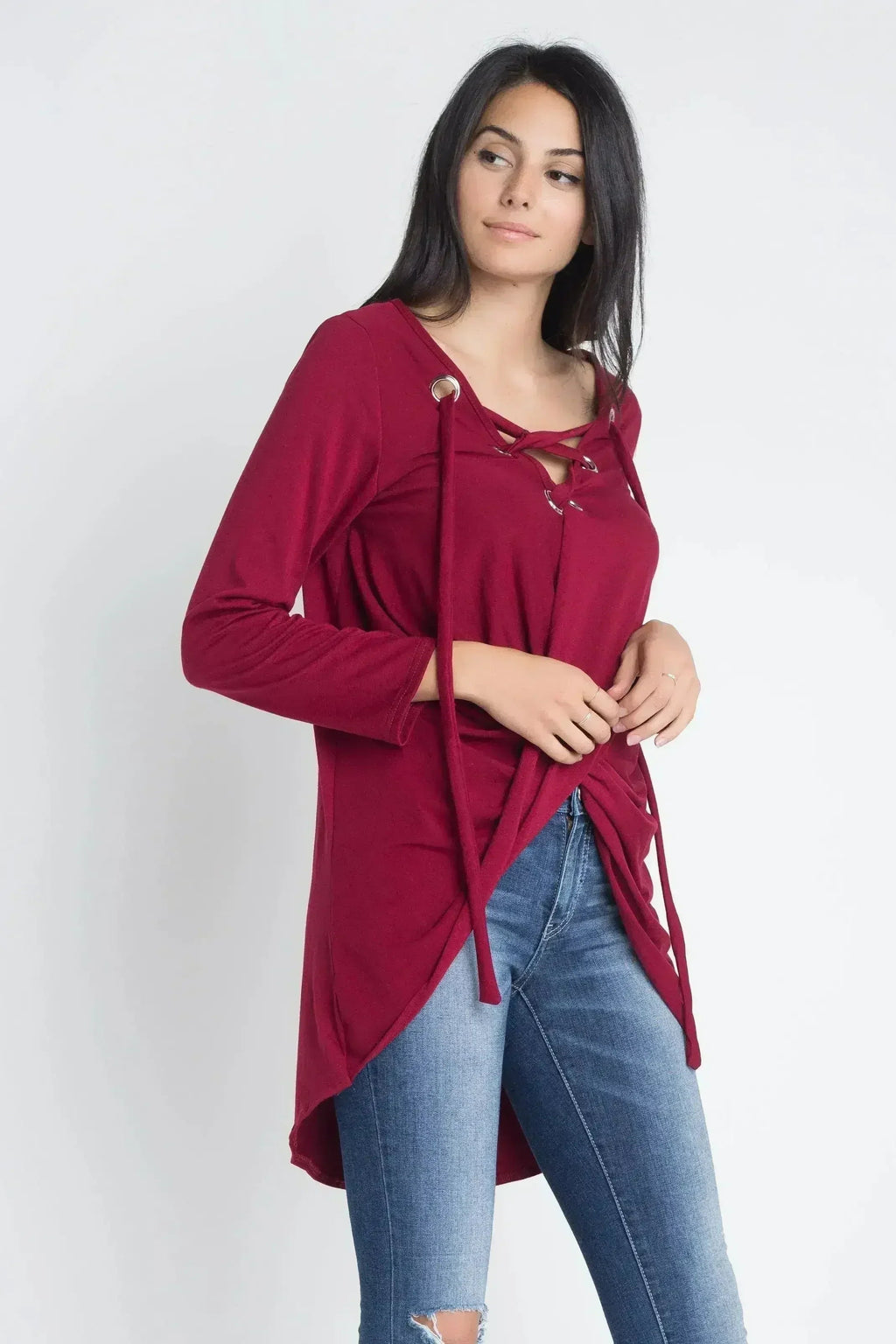 Haut femme à nouer, manches longues