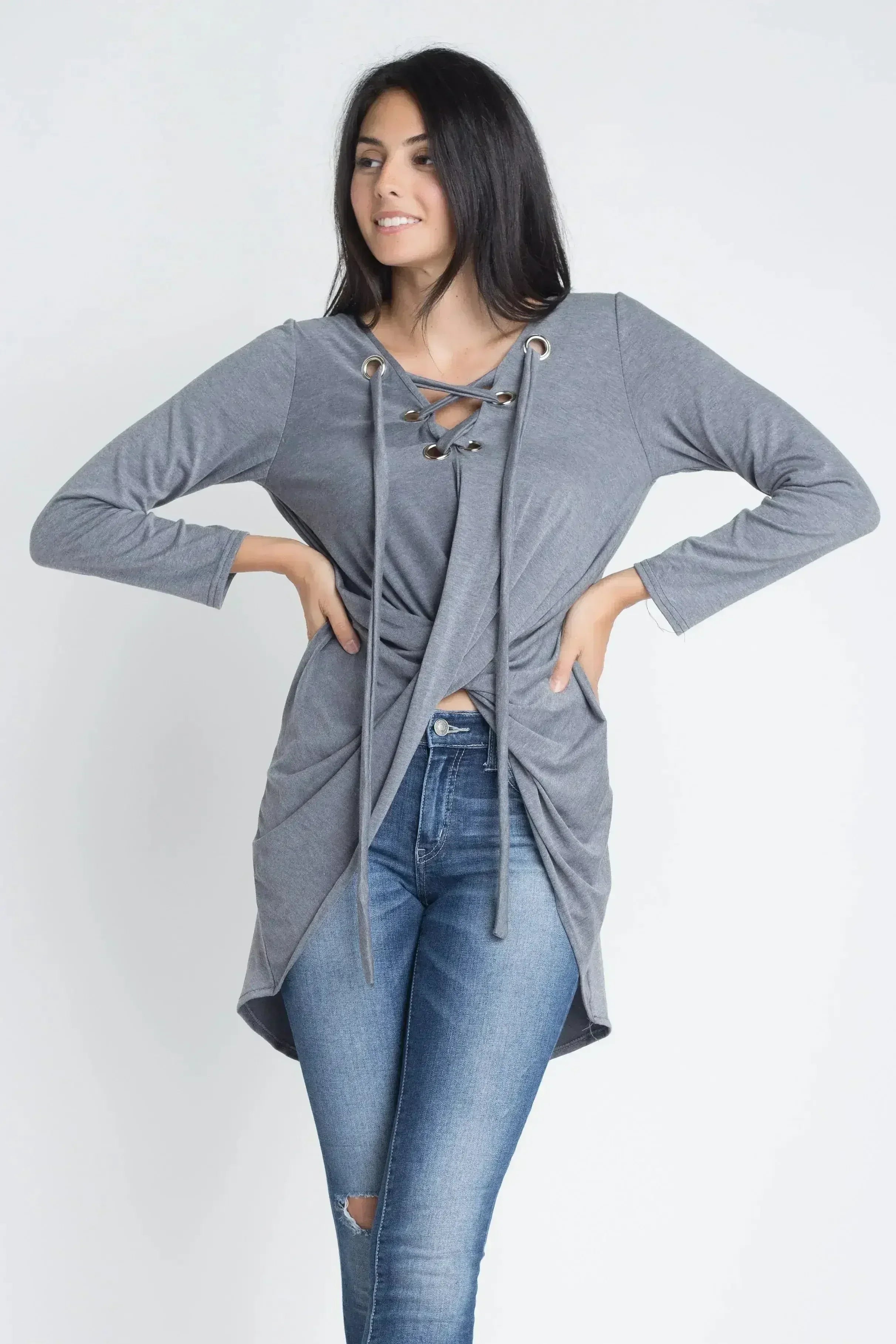 Haut femme à nouer, manches longues