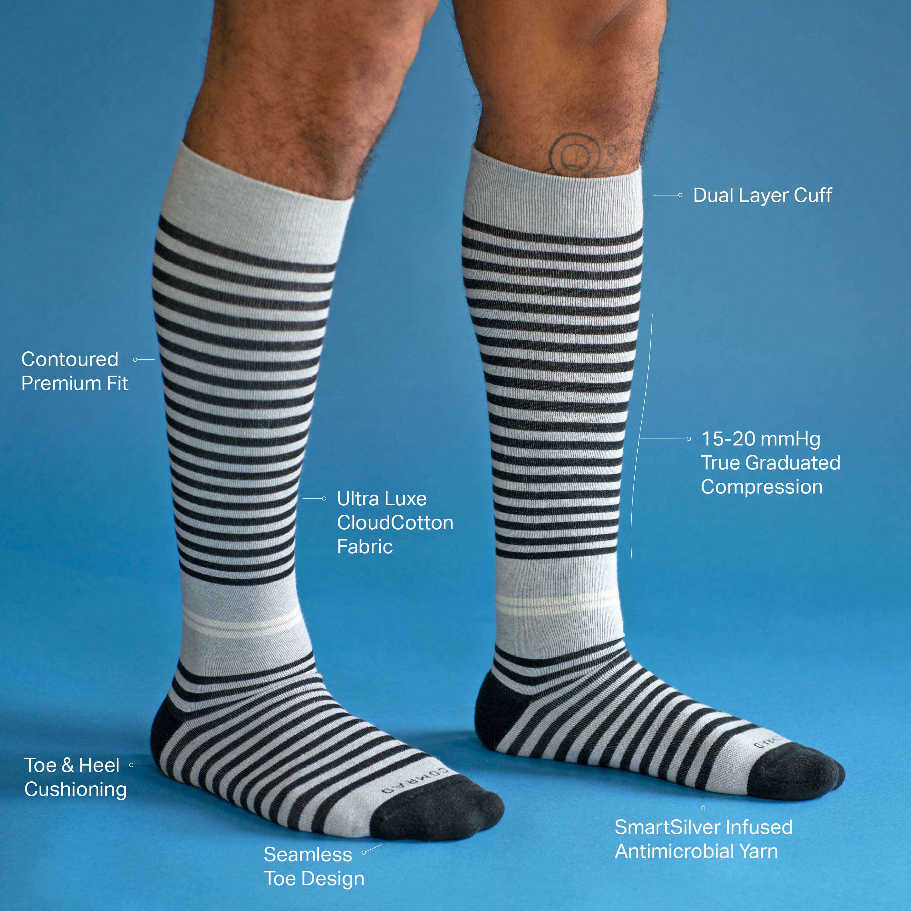 Chaussettes de compression CloudCotton - Rayures