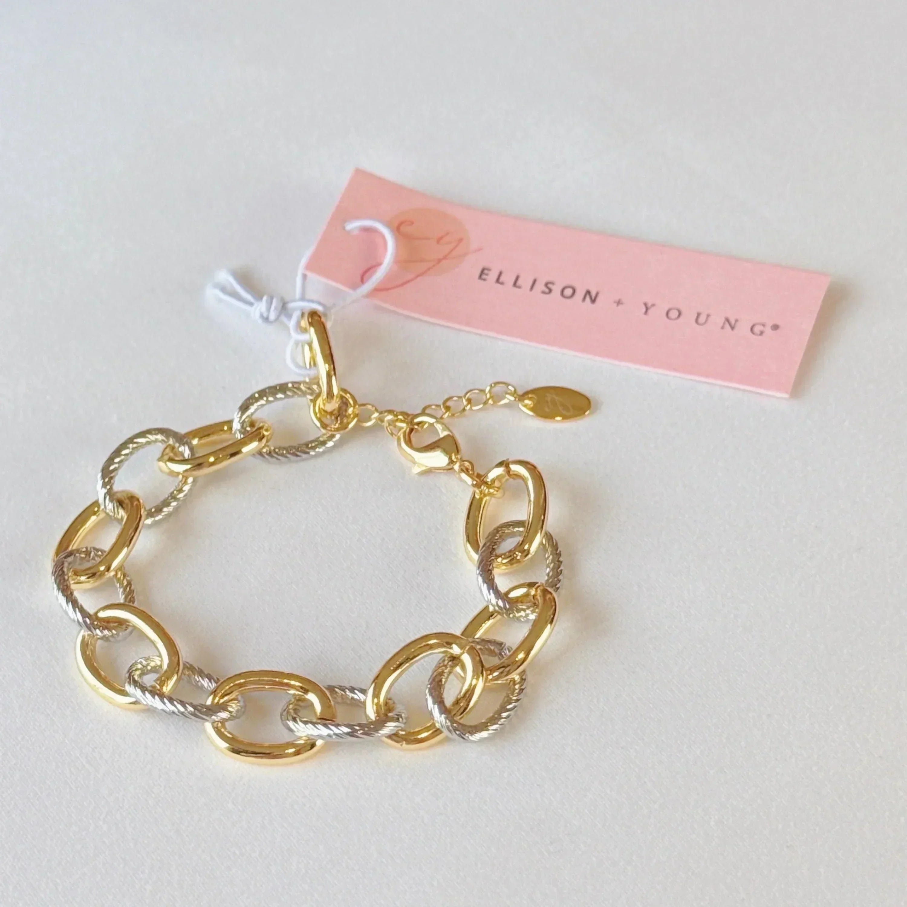 Bracelet Chaîne Bicolore Texturé Câblé
