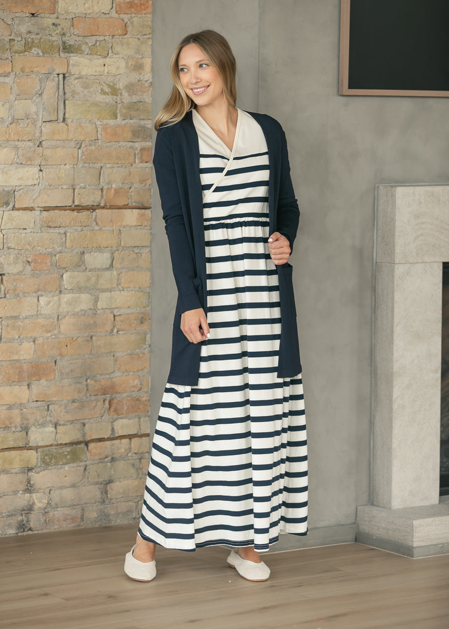 Robe longue en maille rayée Celeste