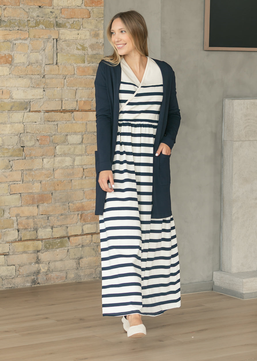 Robe longue en maille rayée Celeste