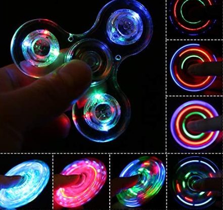 Lot de 3 : Hand Spinner LED – Jouet sensoriel lumineux qui brille dans le noir