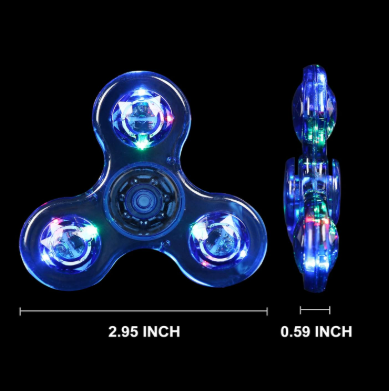 Lot de 3 : Hand Spinner LED – Jouet sensoriel lumineux qui brille dans le noir