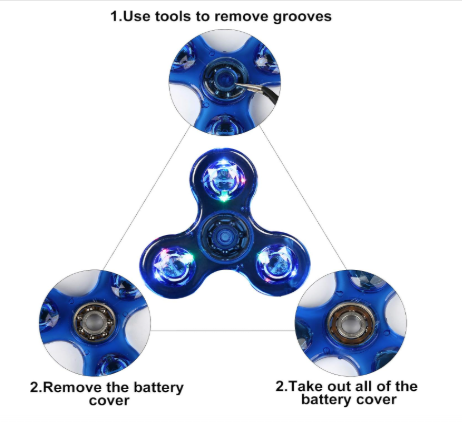 Lot de 3 : Hand Spinner LED – Jouet sensoriel lumineux qui brille dans le noir
