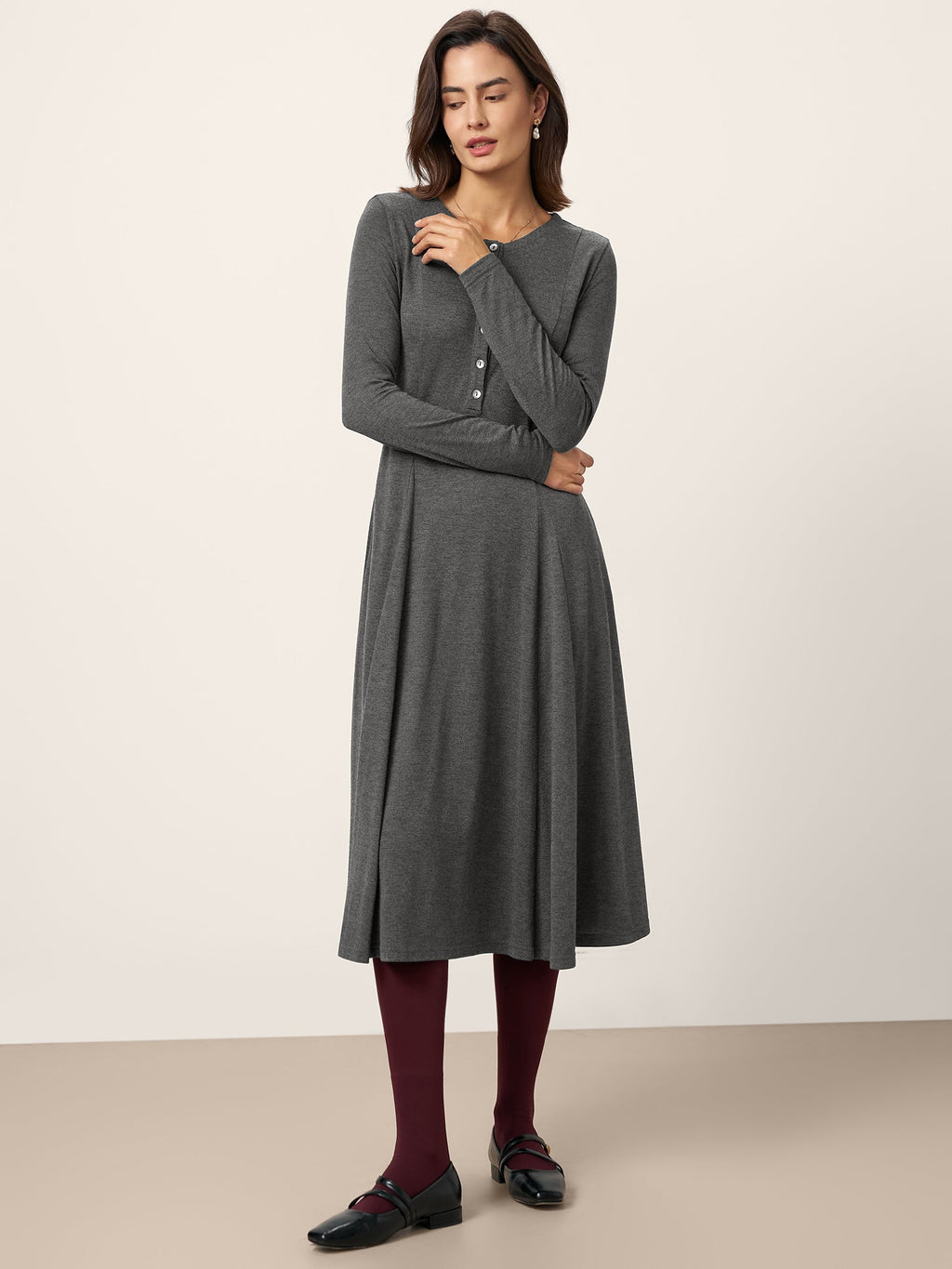 Robe mi-longue en cachemire à panneaux boutonnés BREE