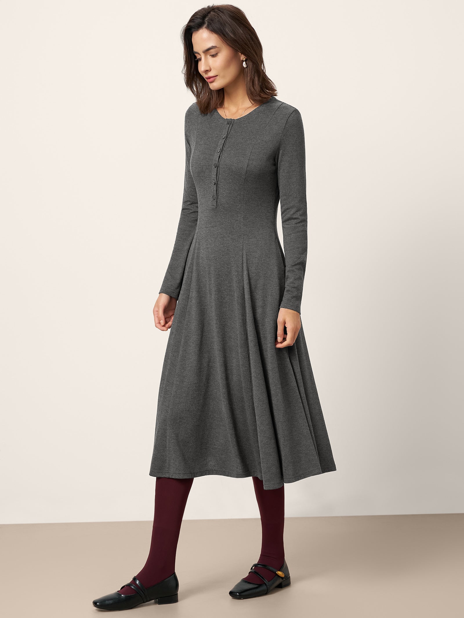 Robe mi-longue en cachemire à panneaux boutonnés BREE