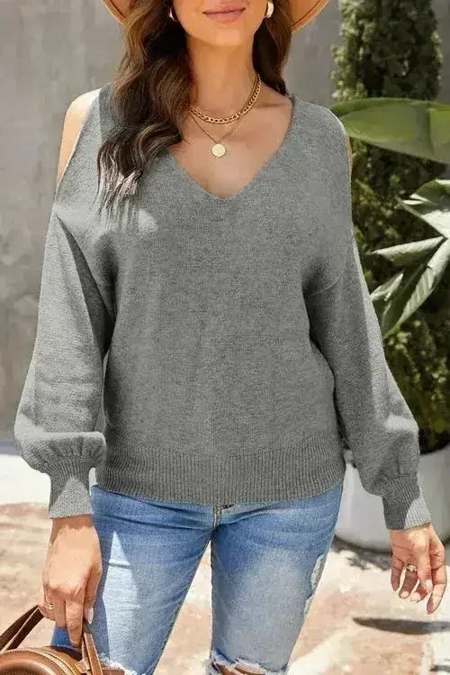 Pull col V à épaules dénudées