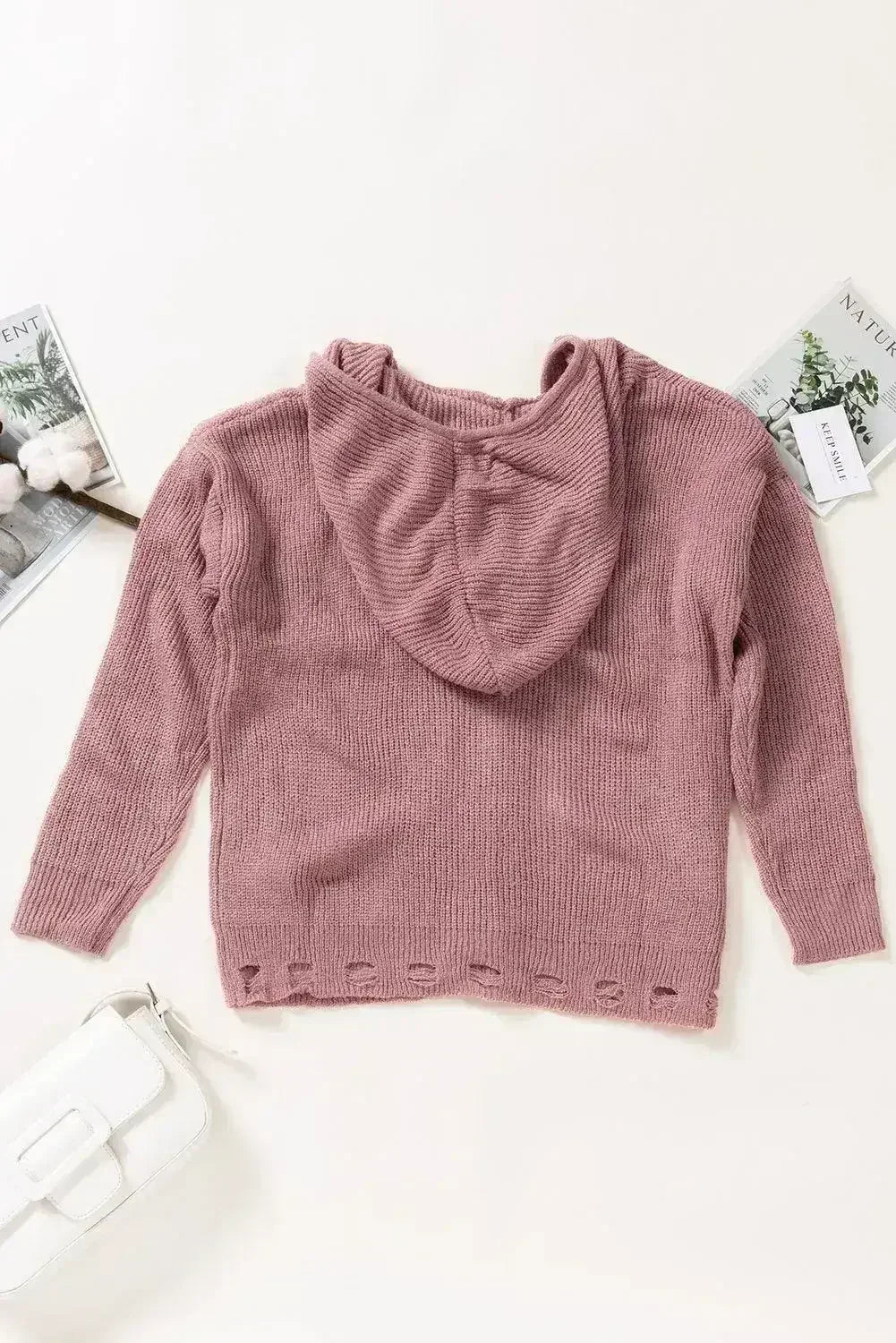 Sweat à capuche zippé rose