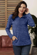 Sweat-shirt décontracté à quart de zip bleu