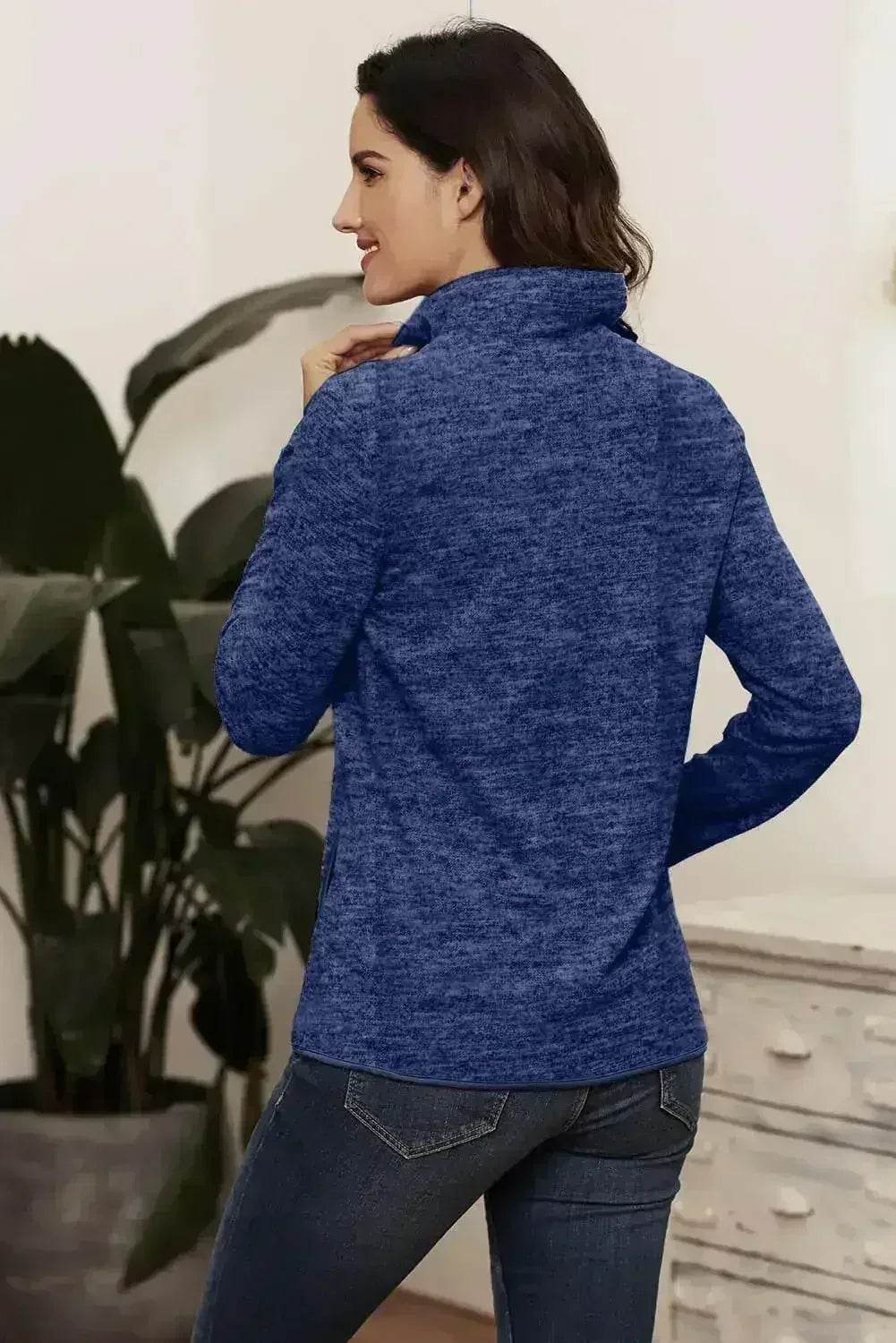 Sweat-shirt décontracté à quart de zip bleu