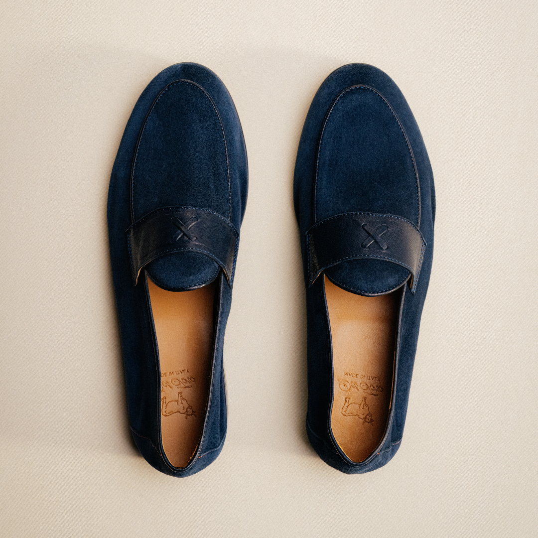 Men's Navy Suede Centesimo