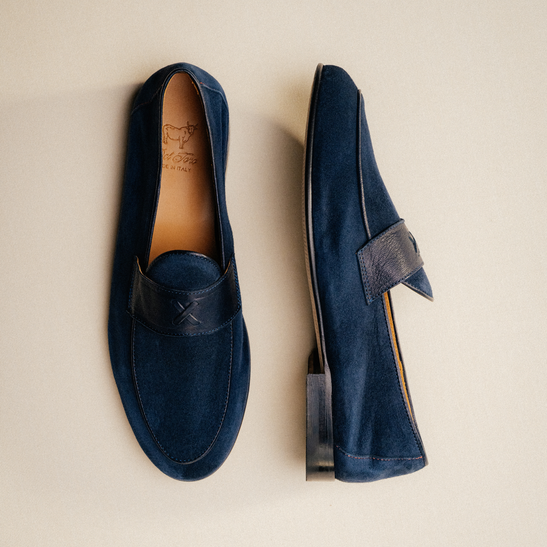 Men's Navy Suede Centesimo