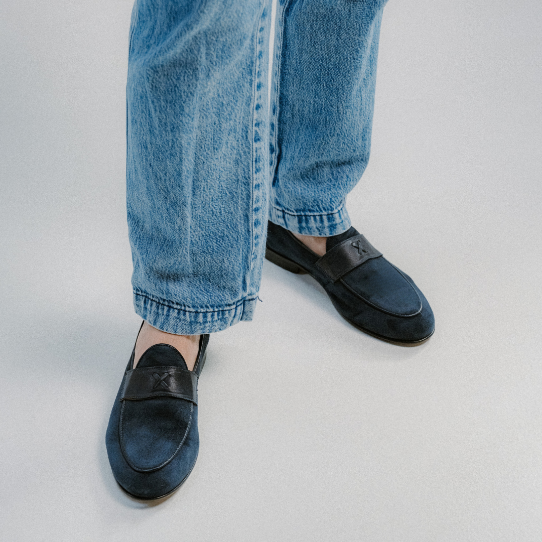 Men's Navy Suede Centesimo