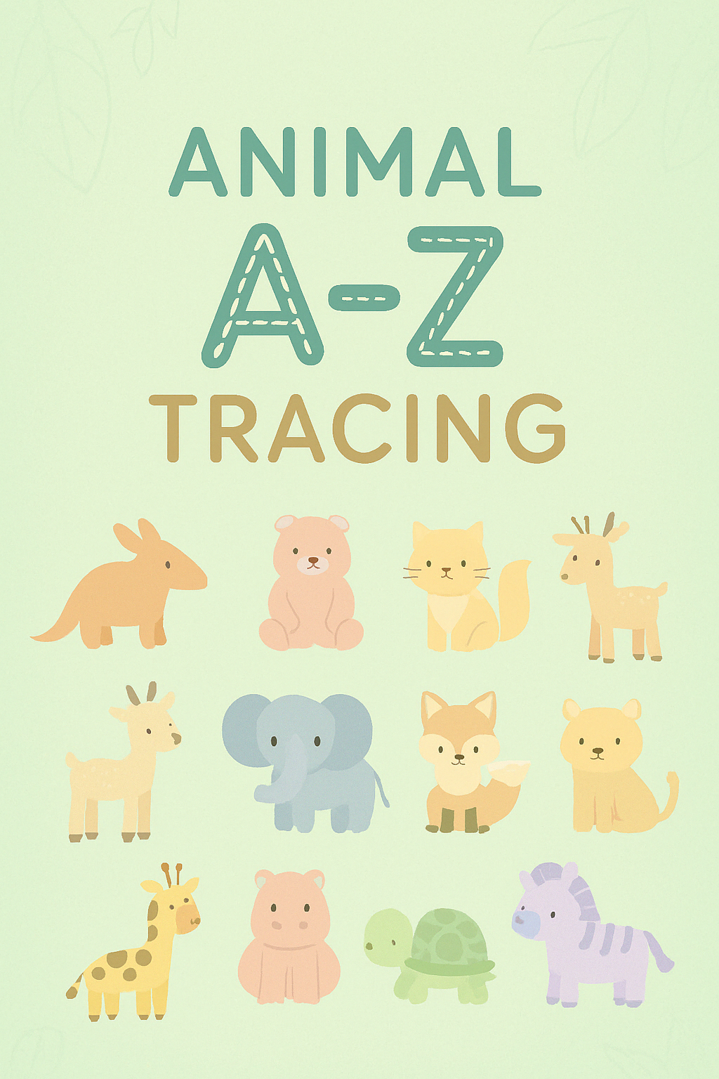 Animal A-Z Tracing Workbook Canva Template