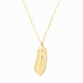 Vu dans Fuller House – Collier Plume Dorée & Pierre de Lune, 61 cm