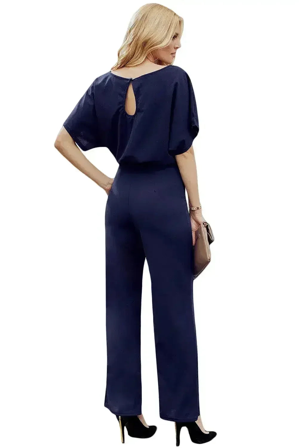 Combinaison Chic Bleu Oh So Glam Ceinture Jambes Larges